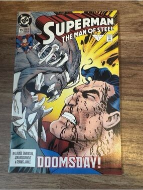 DC Superman The Man of Steel Comic Cover - Blue Red Yellow Gray